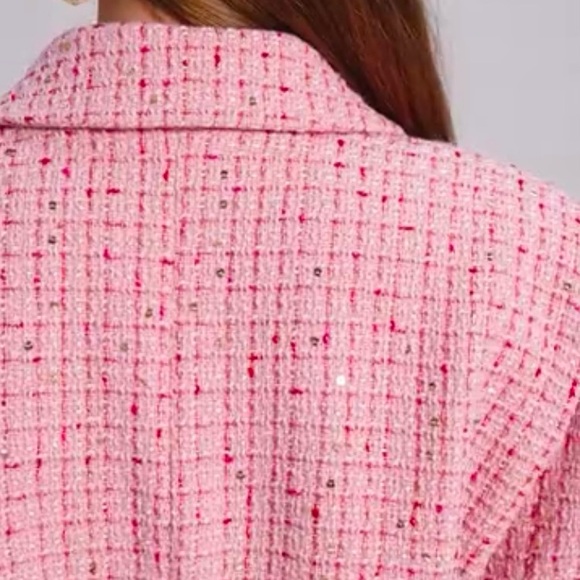 Motf Shein new 1 day sale. womens size large pink tweed with small sequins NEW! - Picture 10 of 11
